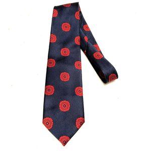 VTG Royal Challenge By Wembley Polyester Red Blue Floral Classic Tie 70s 54 x 4